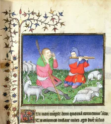MS. 307, fol.20r Illustration zur Ekloge 5, Paris, um 1410